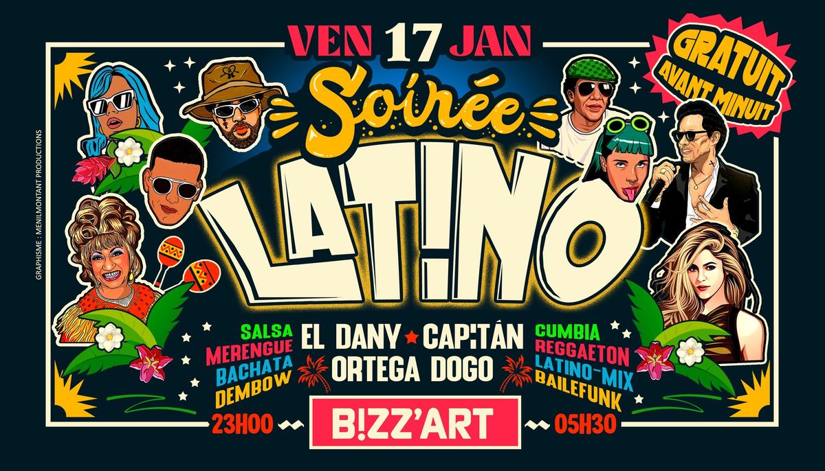 SOiR\u00c9E LATiNO x CANAL ST MARTIN \ud83c\udf34 GRATUIT \u200bAVANT MINUIT \ud83d\udd25 Ven.17.Jan au Bizz'Art (Paris10)