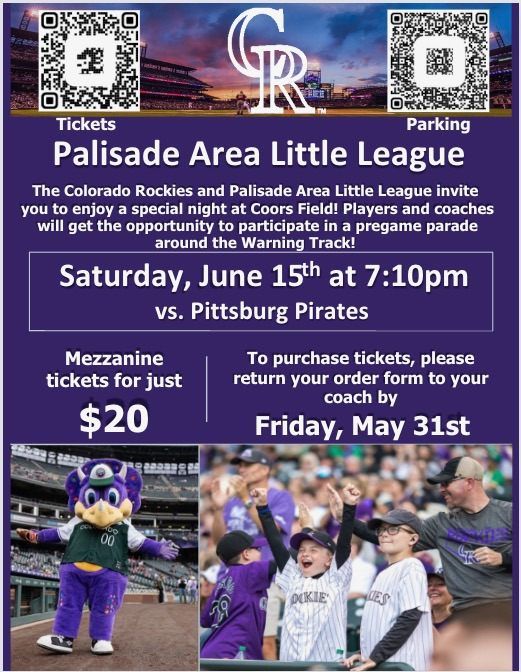 Palisade Area Little League Night at Coors Field