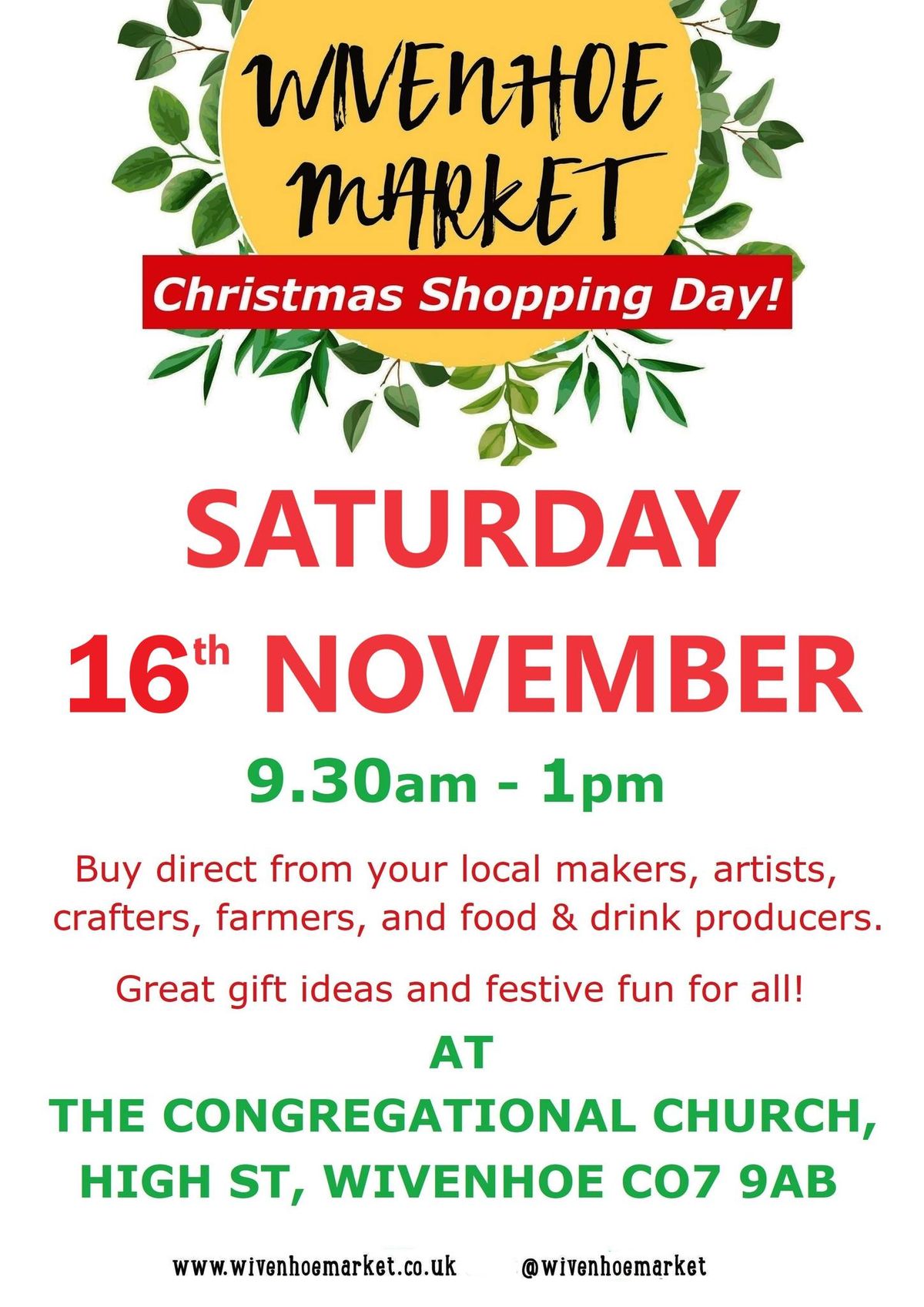 Wivenhoe Market Christmas Shopping - 16th November 2024