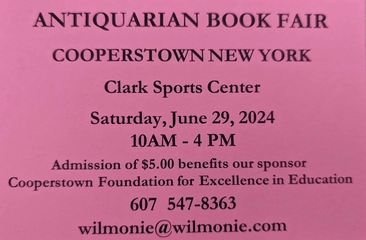 Exhibiting at Cooperstown Antiquarian Book Fair