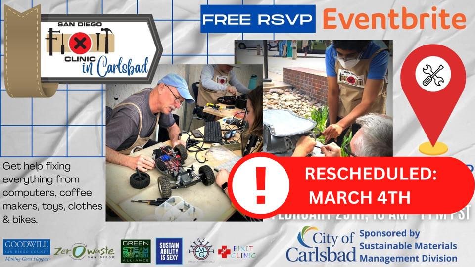 SD Fixit Clinic and Repair Event in Carlsbad