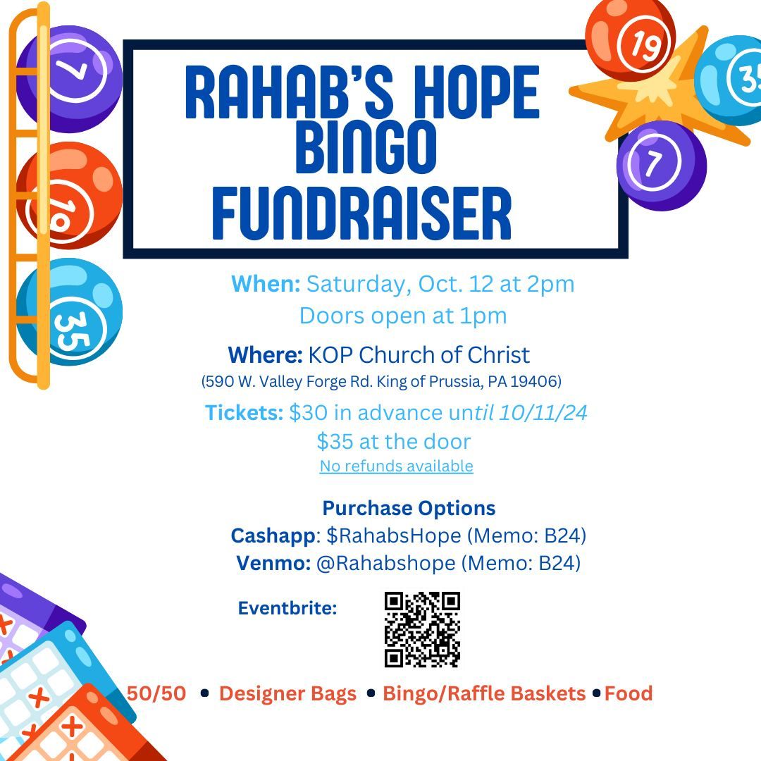 Rahab's Hope Fall Bingo Fundraiser