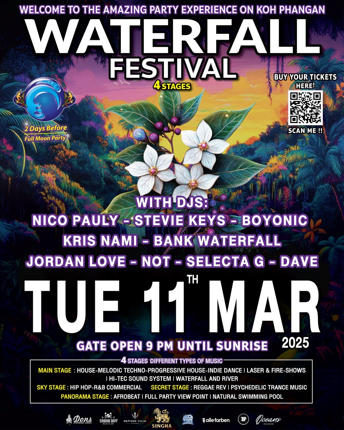 March 11th 2025 Waterfall Festival [2 Days Before Full Moon Party]