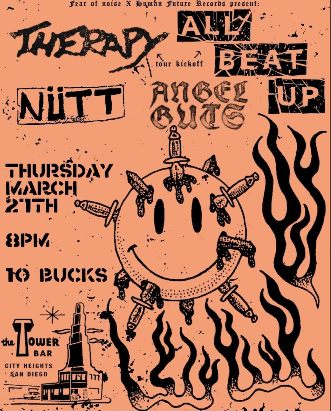 Therapy, All Beat Up,  N\u00fctt & Angel Guts @ The Tower Bar