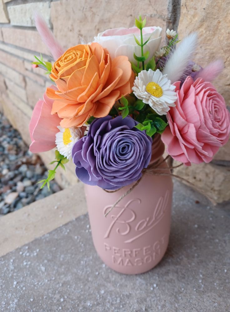 Blooming into Spring Sola Wood Flower Mason Jar Workshop