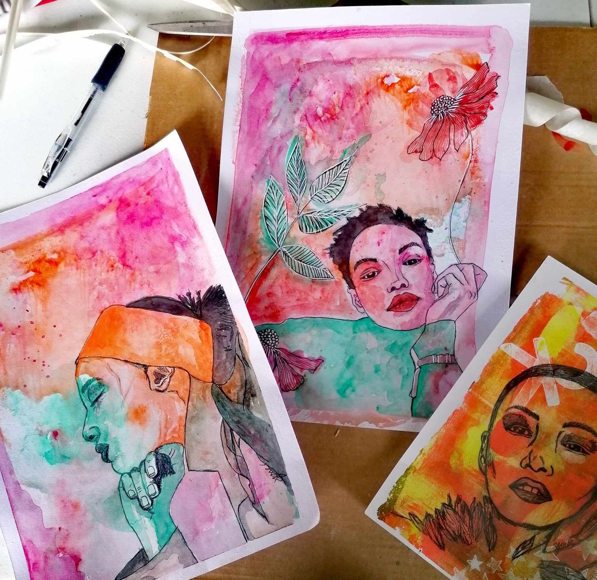 Watercolour portrait painting Workshop Paid Event  Flintshire \u00a325pp