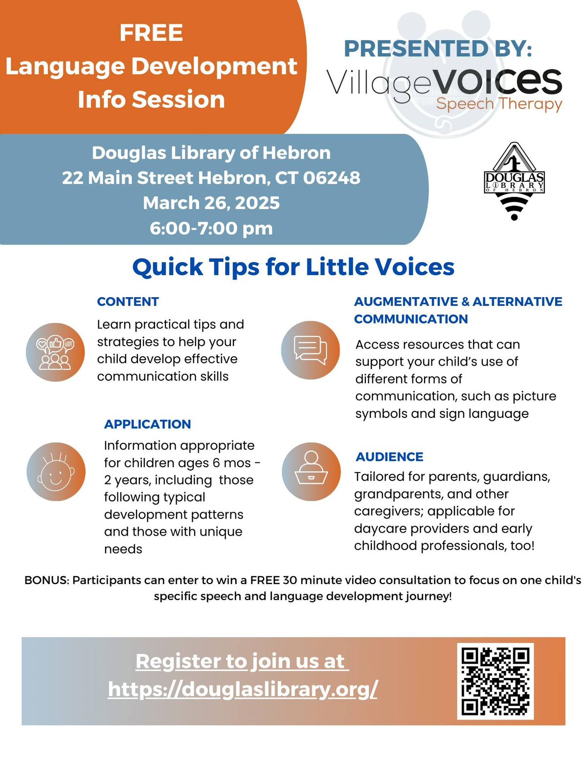 Quick Tips for Little Voices: A Free Speech & Language Development Info Session