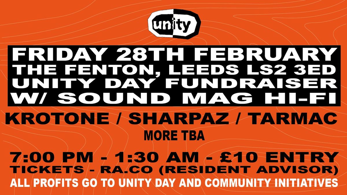 Unity Day Fundraiser @ The Fenton w\/ Sound Mag Hi-Fi, Krotone, Sharpas, Tarmac & More TBA