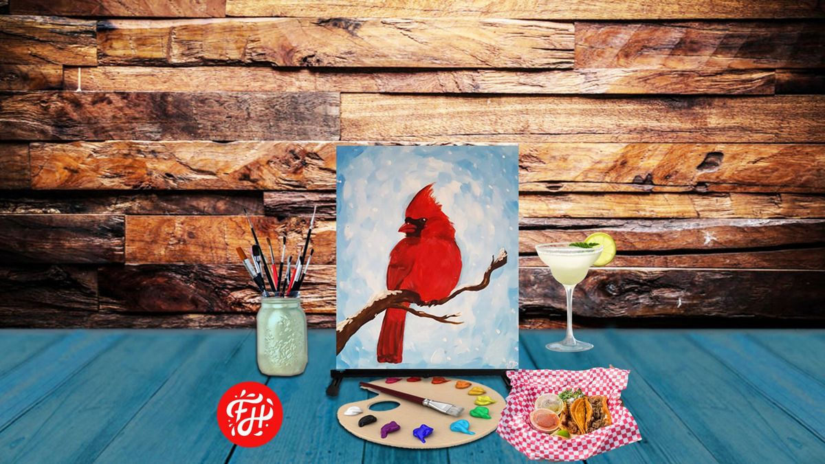 Cardinal in Snow Paint & Sip Night