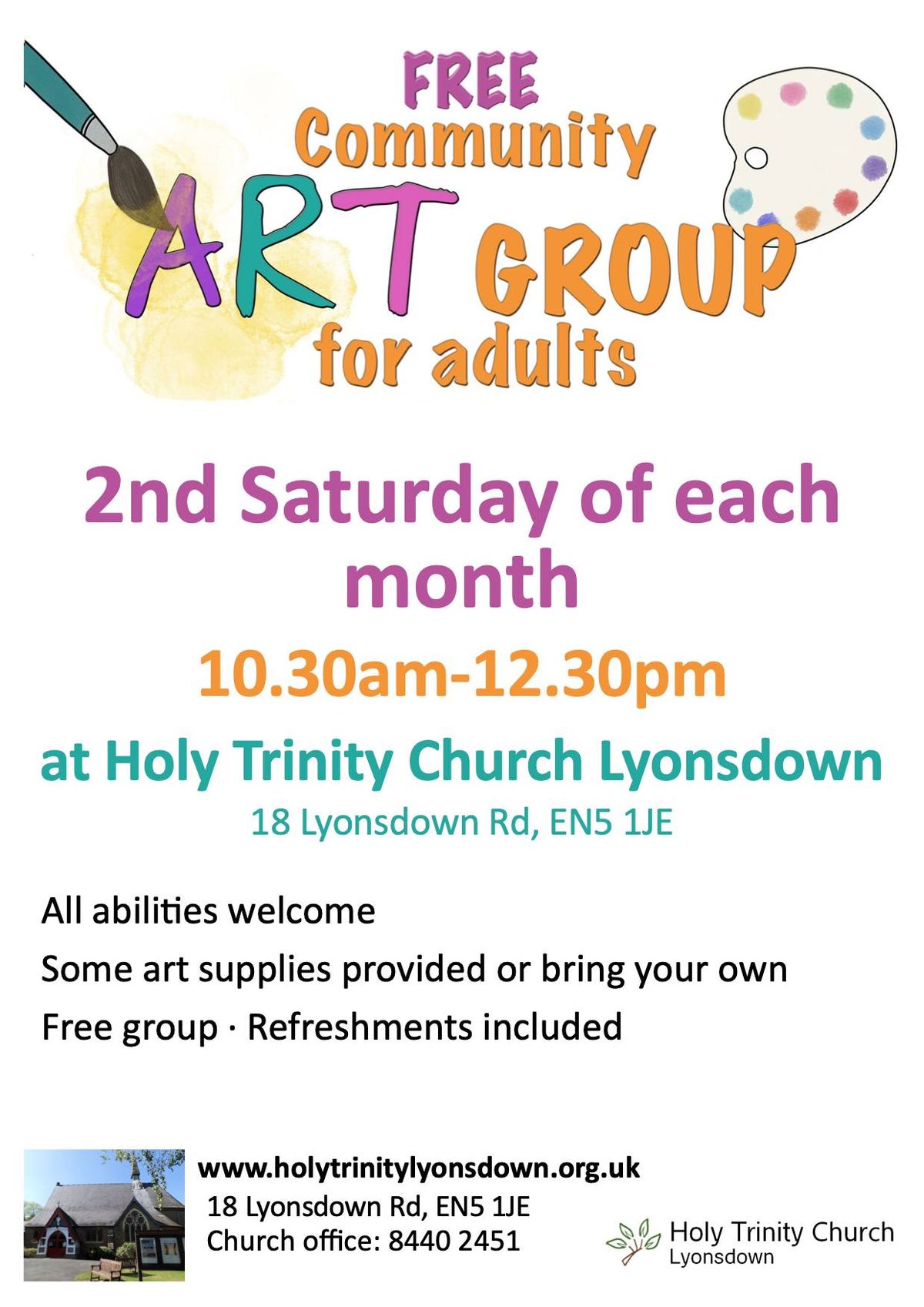 Free Community Art Group for adults - Holy Trinity Lyonsdown Road (New Barnet)