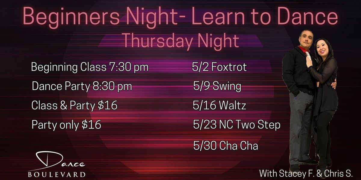Beginners Night! Learn to Dance. Every Thursday with Stacey & Chris