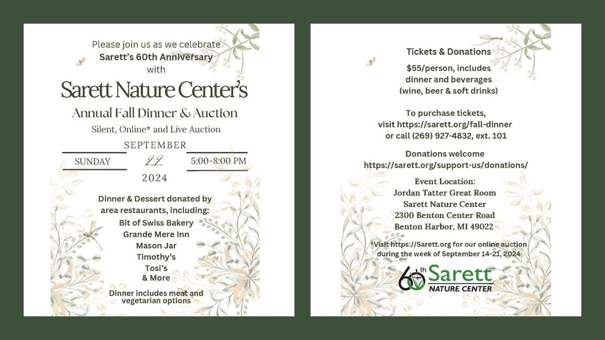 Sarett Nature Center's Annual Fall Dinner & Auction