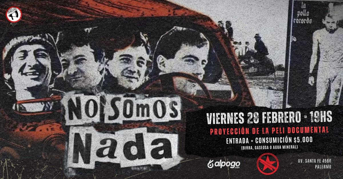 VIE 28\/2 \u2022 Proyecci\u00f3n de la peli "No somos nada" en Sal\u00f3n Pueyrred\u00f3n!