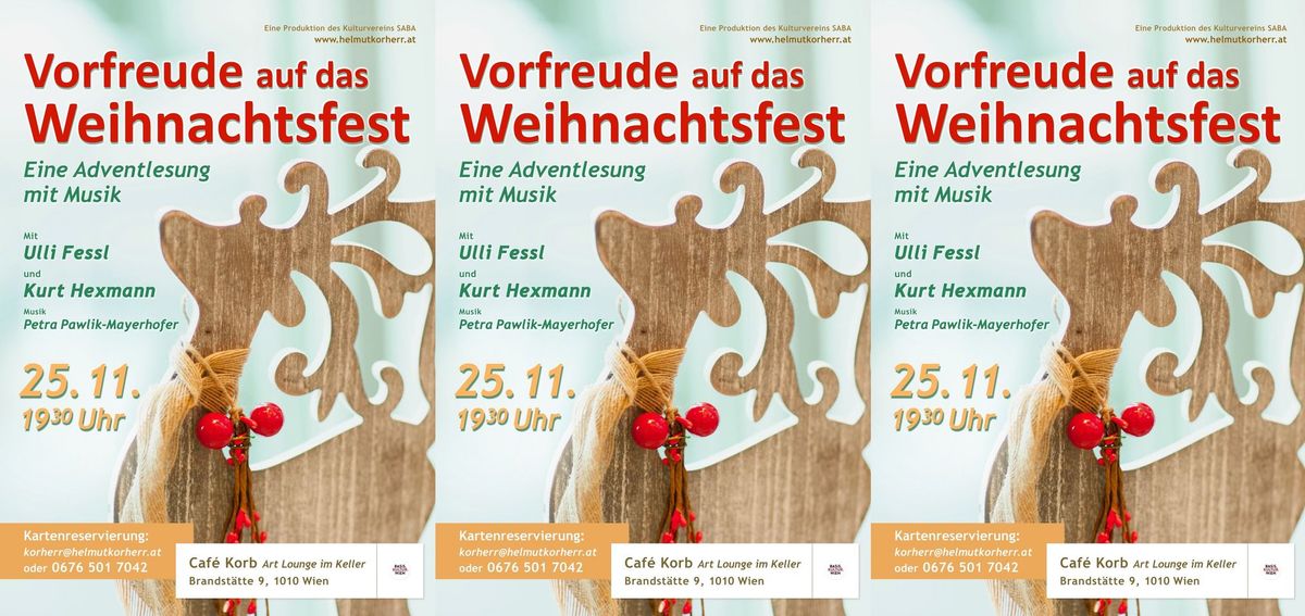 Kulturverein SABA pr\u00e4sentiert: "Vorfreude auf das Weihnachtsfest" mit Ulli Fessl & Kurt Hexmann