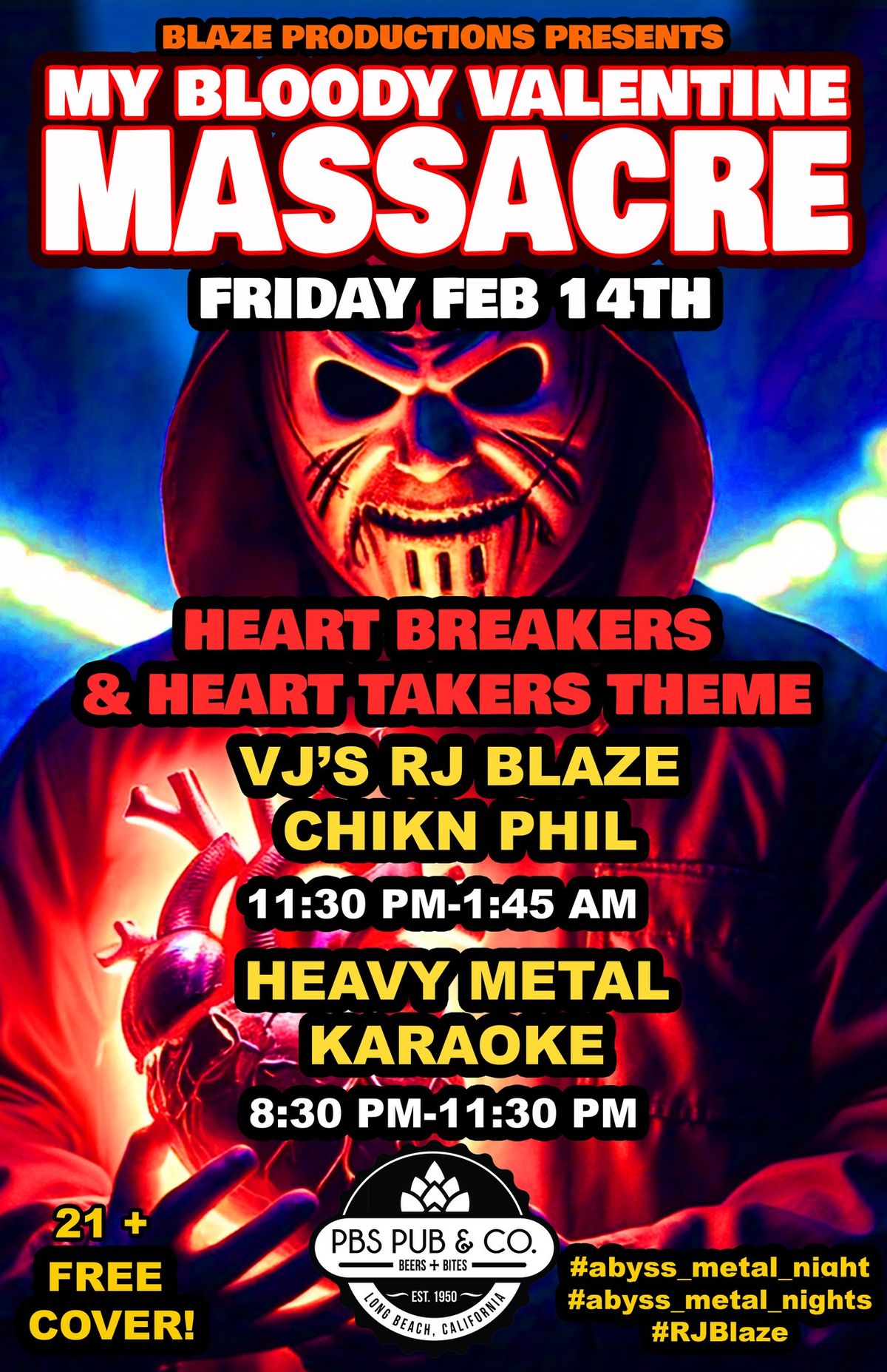 ABYSS METAL NIGHT-MY BLOODY VALENTINE MASSACRE- DJ Heavy Metal Karaoke FRIDAY FEB 14th 2025