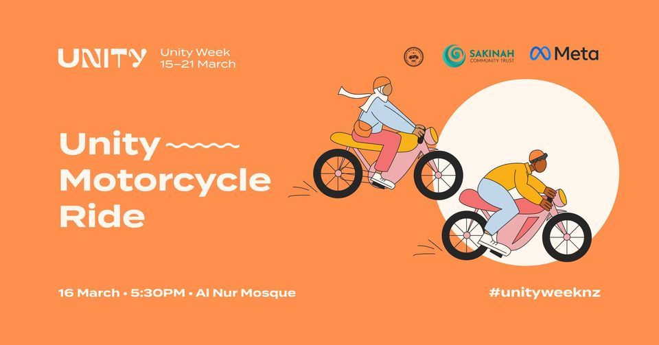 Unity Rides Banner Unity Motorcycle Ride - Unity Week, Al Noor Mosque, Christchurch, 16 ...