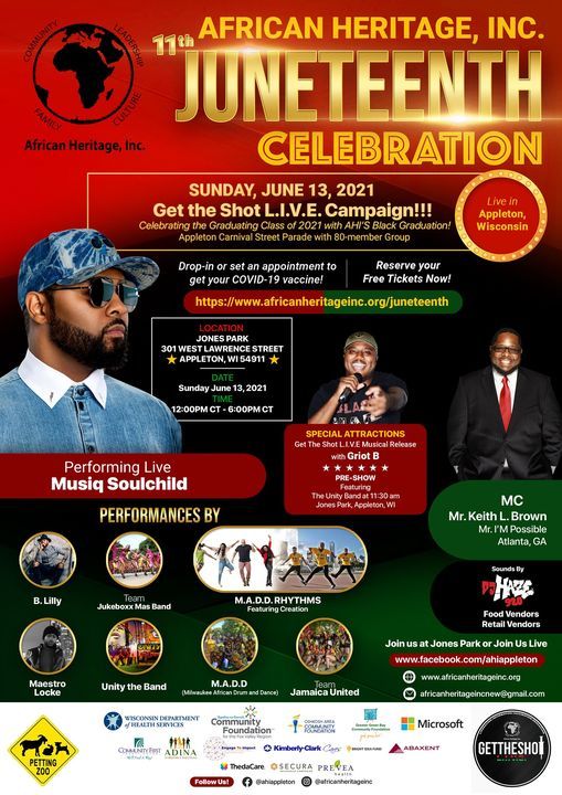 African Heritage, Inc. Presents Get the Shot L.I.V.E. in the City of Appleton, 301 W