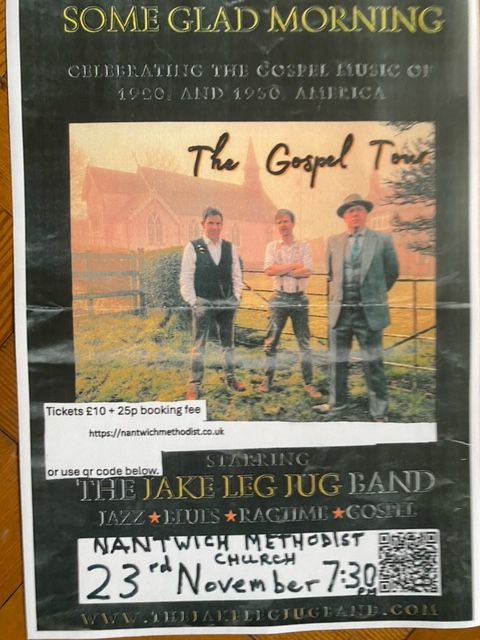 Jake Leg Jug Band Saturday 23rd November 7:30 Nantwich Methodist Church  