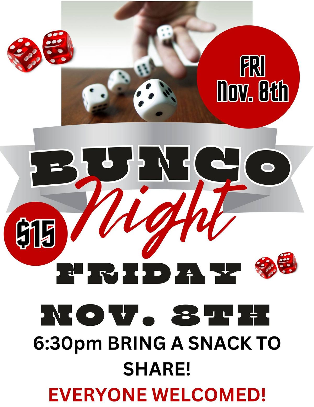 Bunco At The Moose FRIDAY, November 8th 