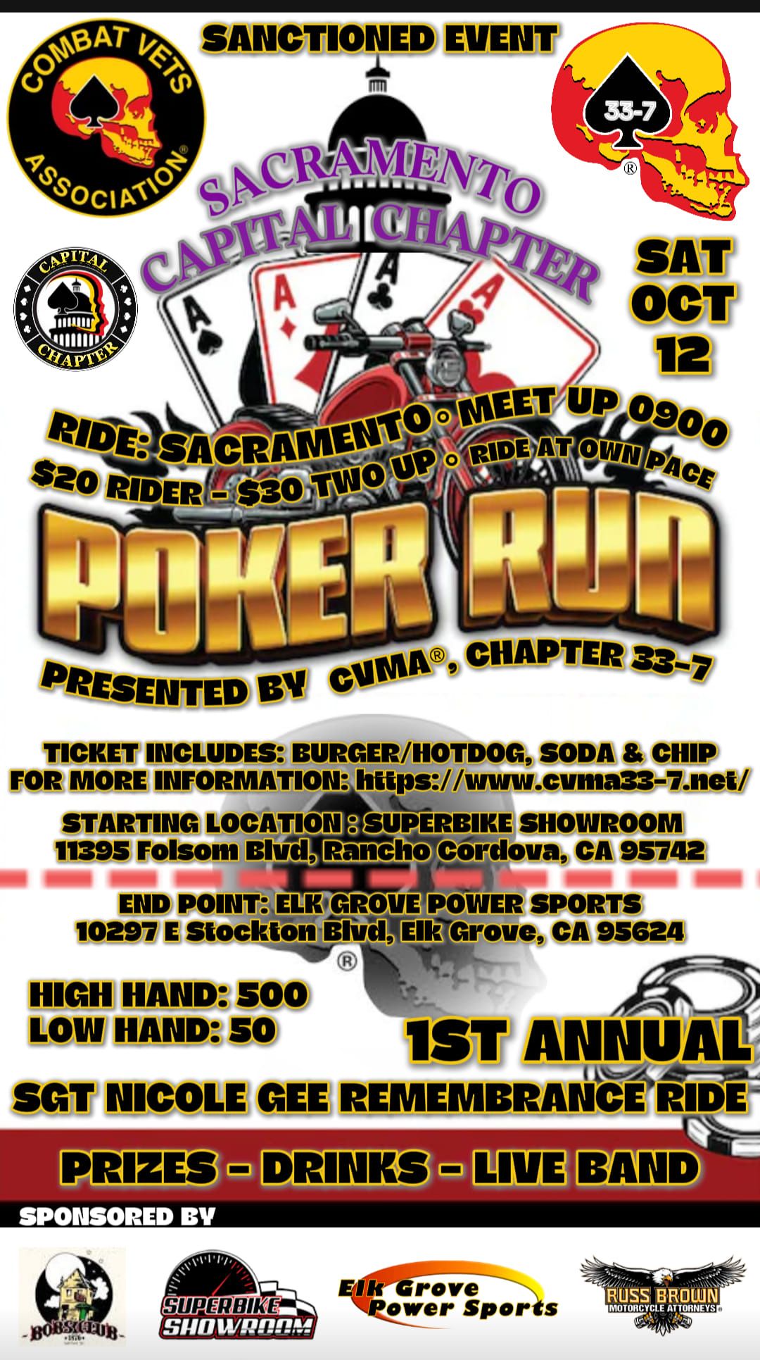 1ST ANNUAL SGT NICOLE GEE REMEMBRANCE POKER RUN 