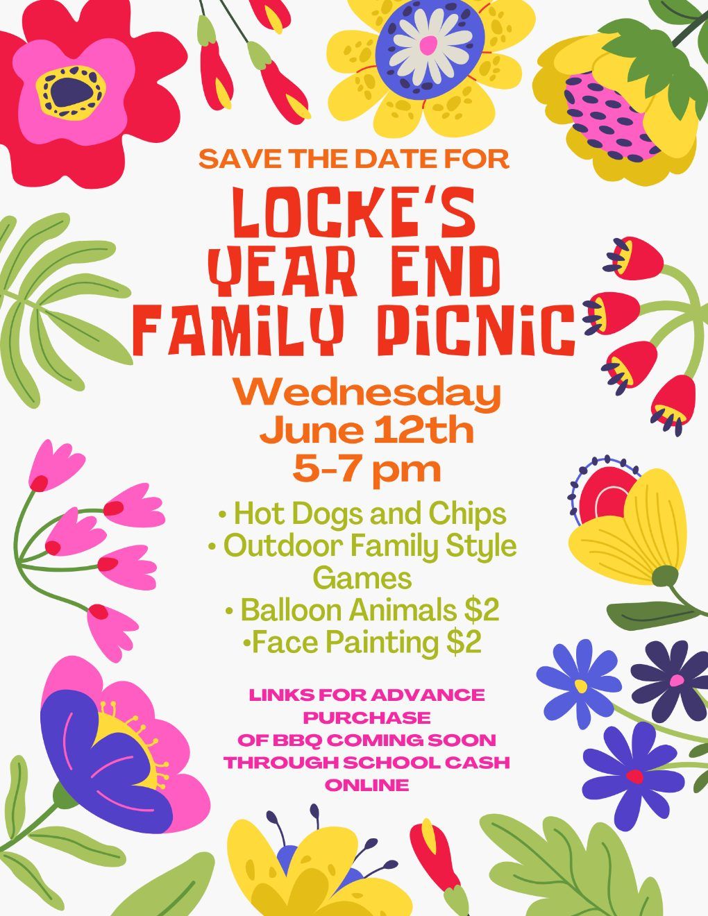 SAVE THE DATE - Locke's Year End Family Picnic