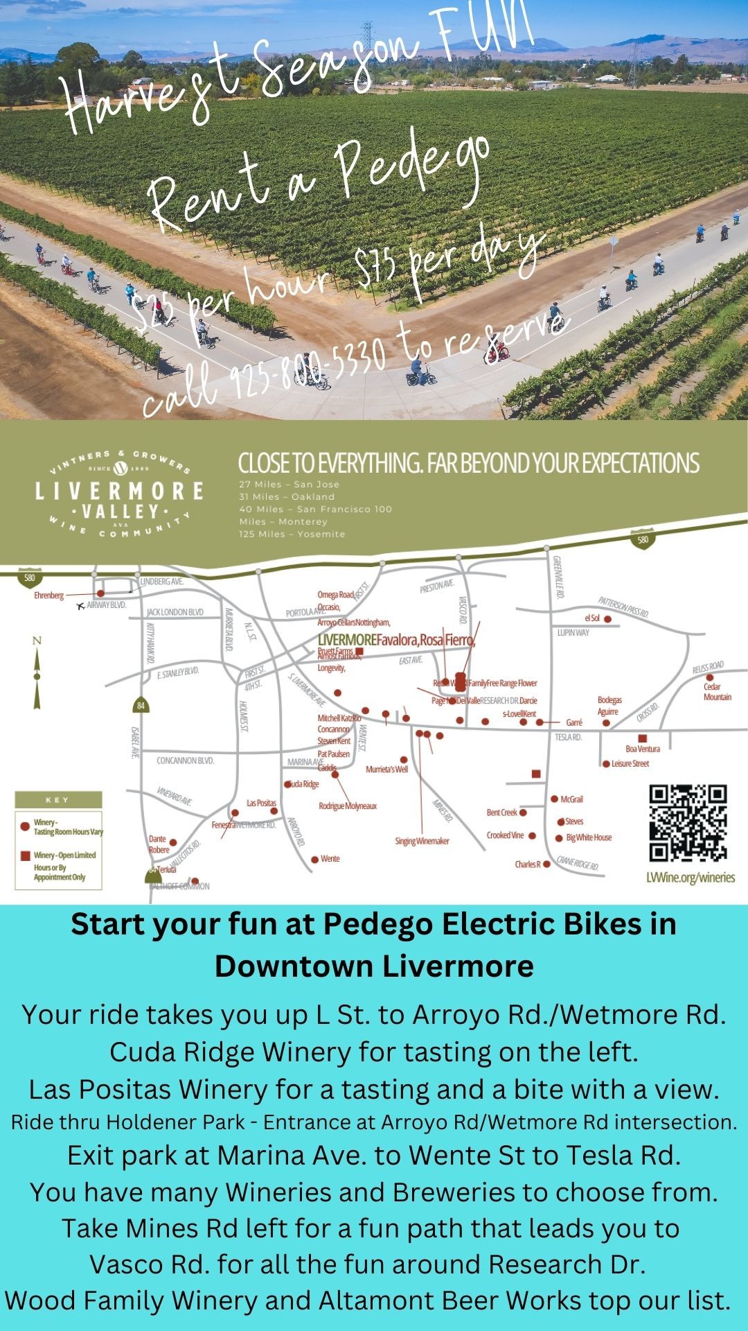 Rent Pedego Electric Bikes in Downtown Livermore