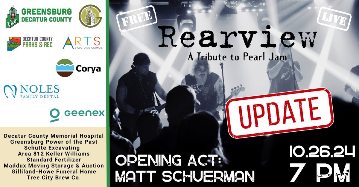 Rearview: Pearl Jam Tribute Band, LIVE & FREE at Rebekah Park