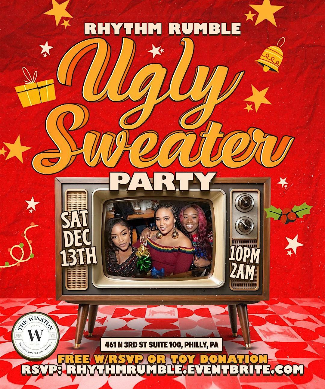 #RhythmRumble Ugly Sweater Party Saturday December 13th at The Winston