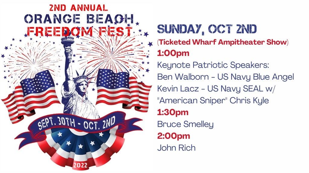 Orange Beach Freedom Fest 2022 Tickets, The Wharf Amphitheater, Orange
