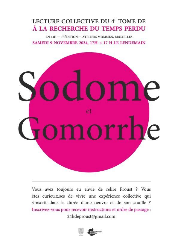 Sodome et Gomorrhe - lecture collective\/en continu\/dans son int\u00e9gralit\u00e9 de l'oeuvre