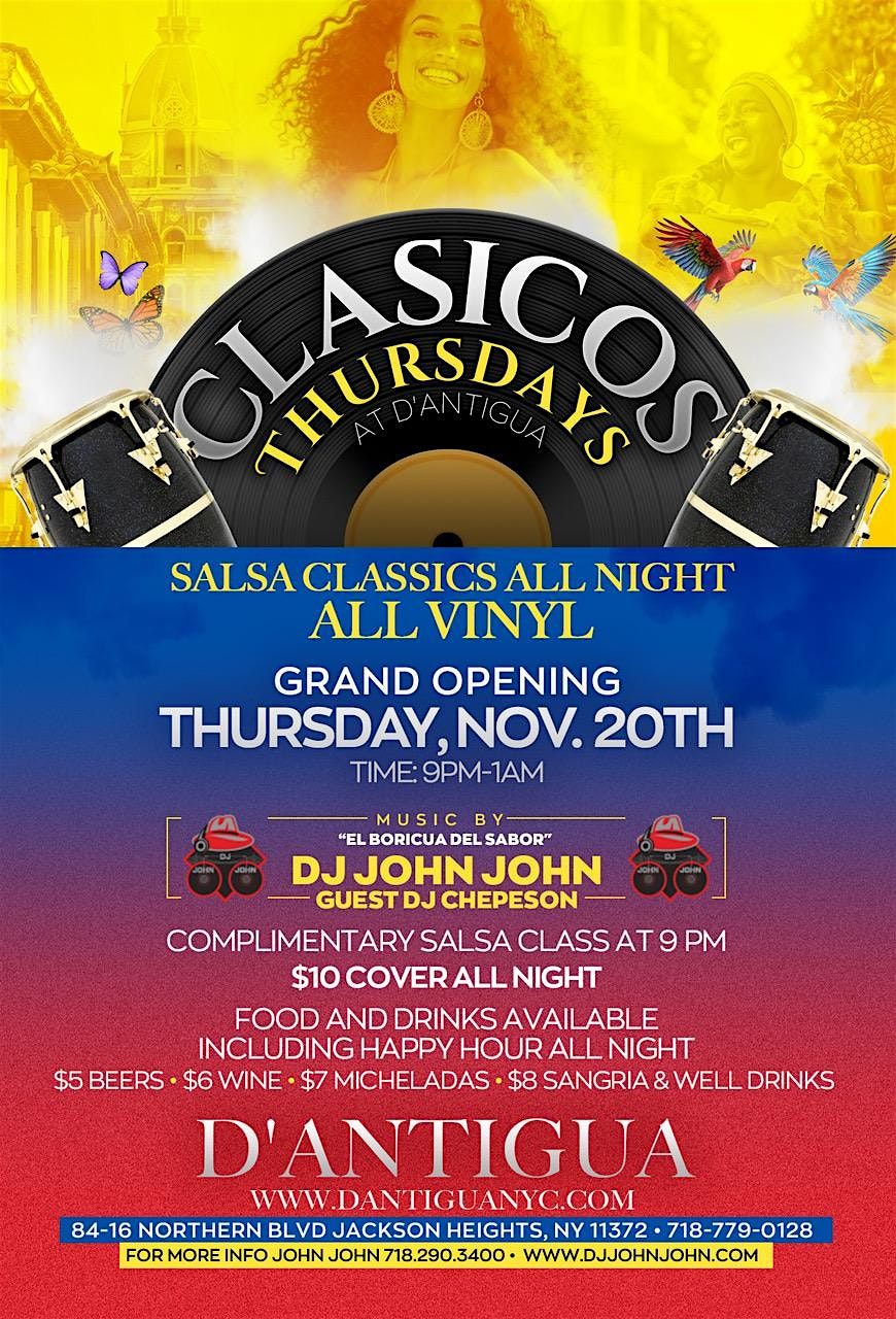 CLASICOS THURSDAYS at D'Antigua (ALL VINYL SALSA)