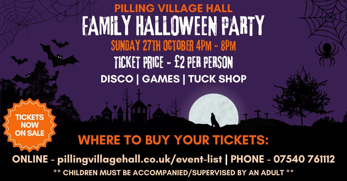 \ud83c\udf83 \ud83d\udc7b Get Ready for a Spooktacular Time at Pilling Village Hall\u2019s Annual Halloween Party! \ud83d\udc7b \ud83c\udf83