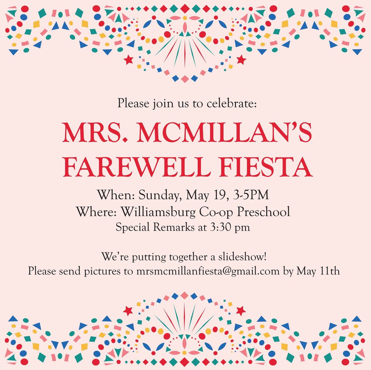 Mrs. McMillan\u2019s Farewell Fiesta