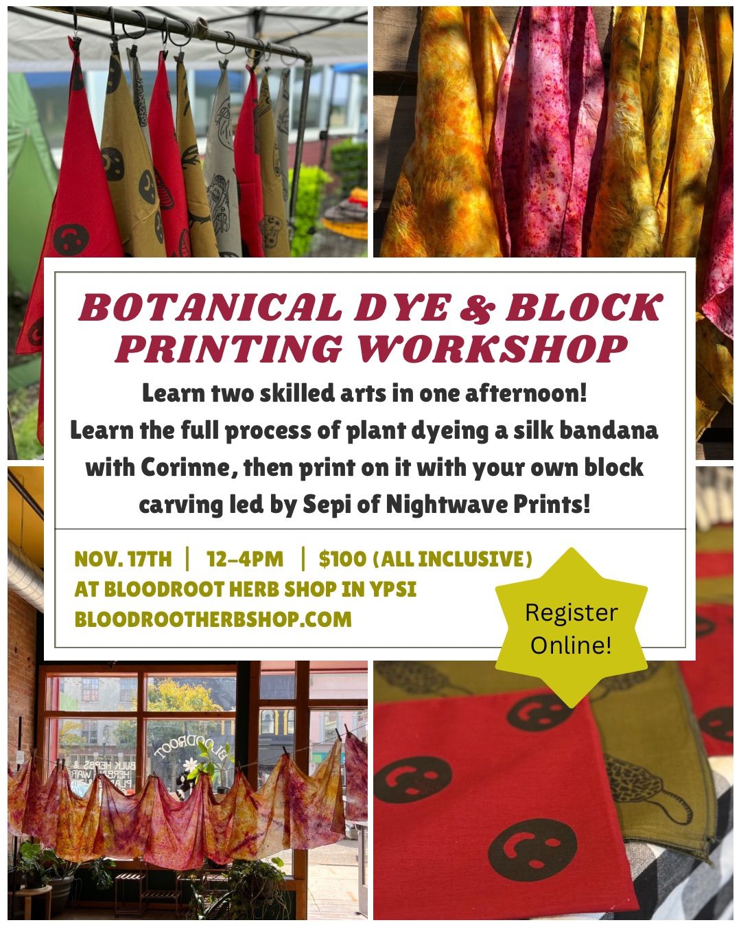 Botanical Dye and Block Printing Workshop