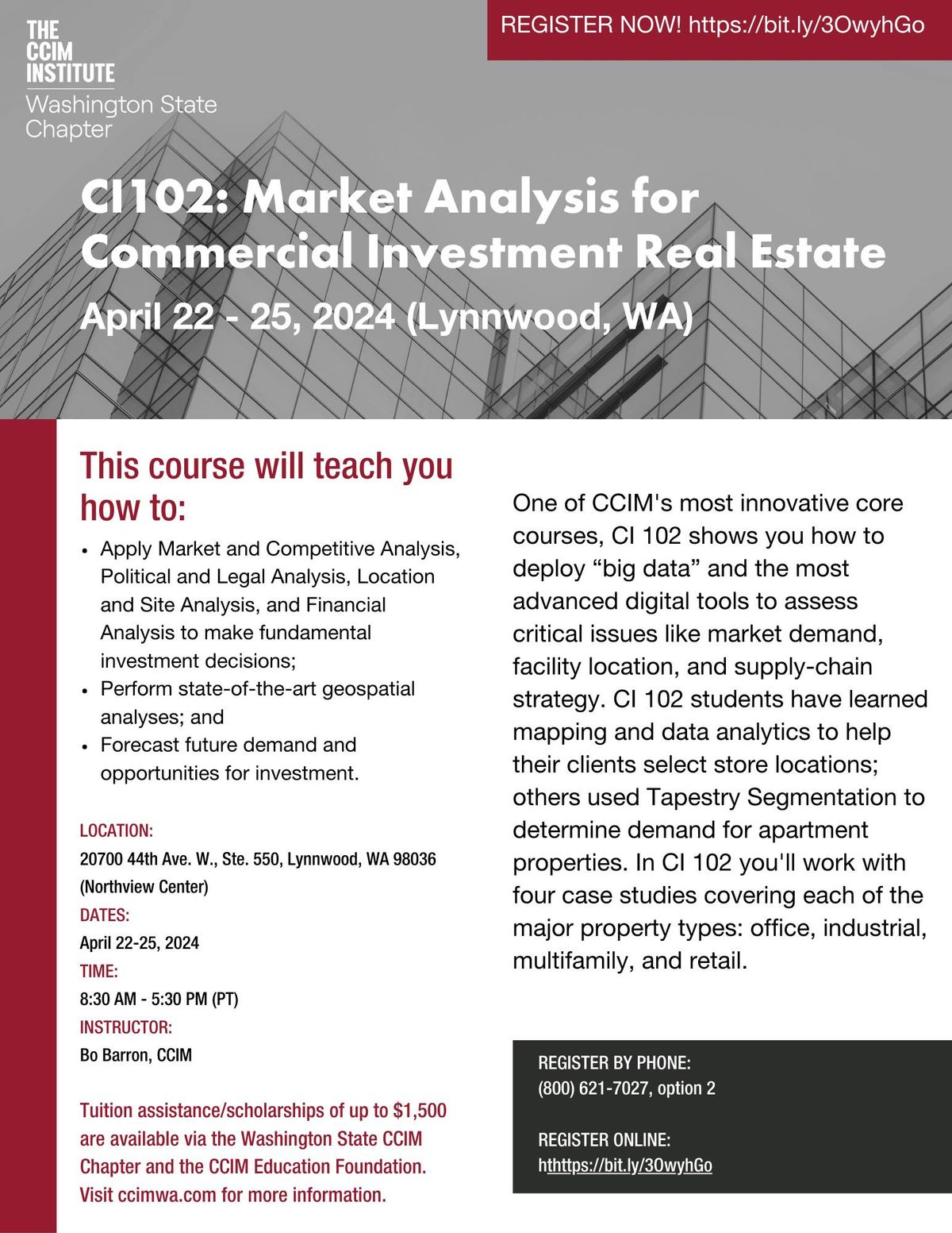 CCIM-WA: CI102 Market Analysis for Commercial Investment Real Estate