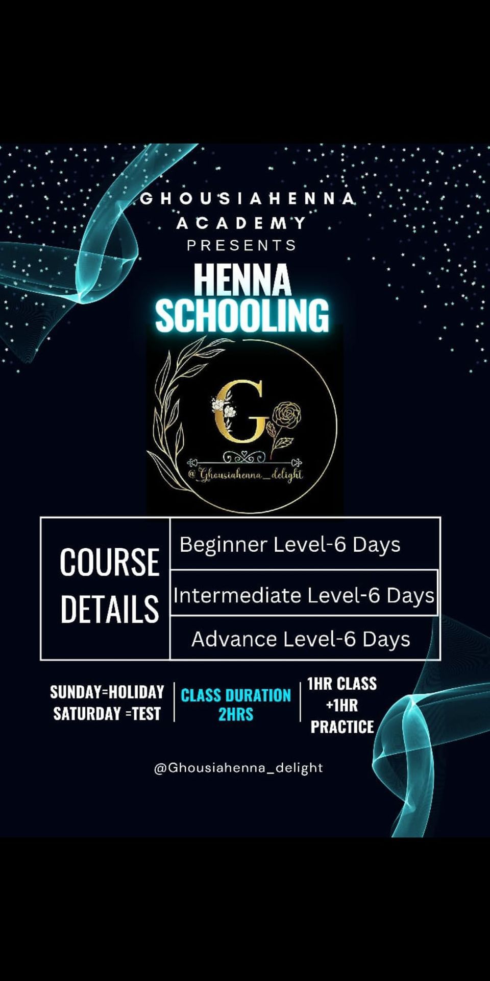ghousiahenna academy\niseit registered 21days online and offline master class