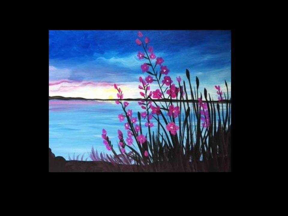 Paint Party! Flowers with Pond, Growlers Tap Station, Mcminnville, 17