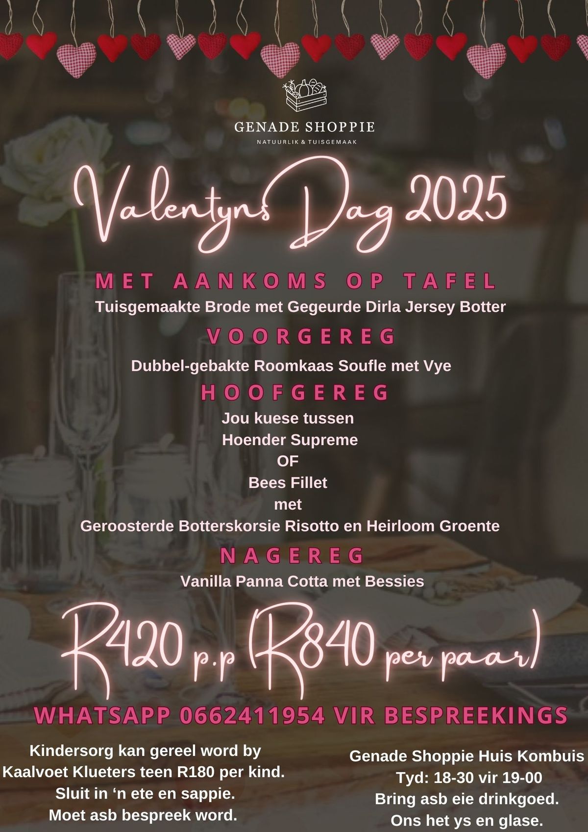 Valentyns Aand Ete by Genade Shoppie Huis Kombuis