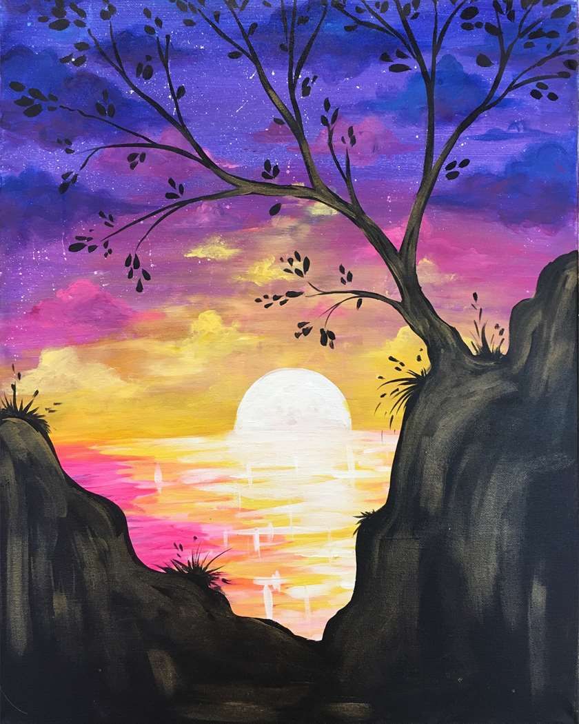 Sip & Paint 'Cliff Side Sunset' with us!