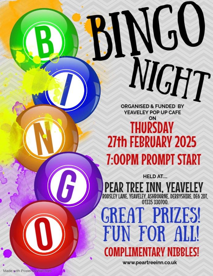 FUN BINGO NIGHT  27th February 7.00pm