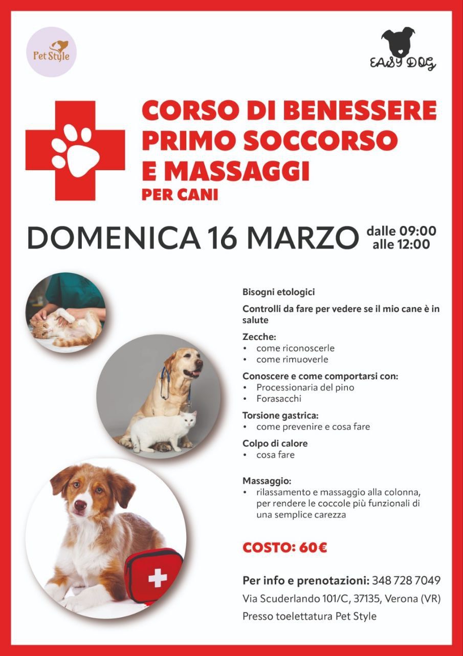 Corso di benessere - Primo soccorso e massaggi per cani