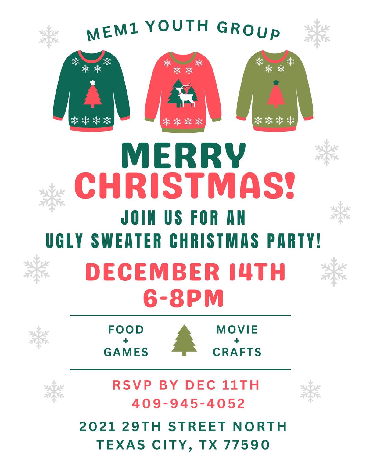 Mem1 Youth Group - Ugly Sweater Christmas Party!