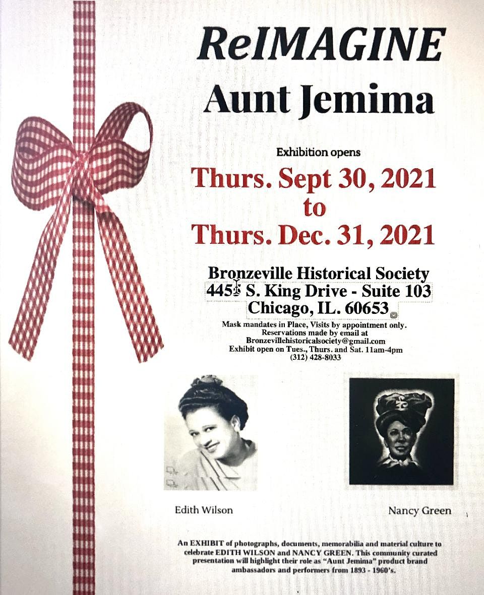 ReIMAGINE Aunt Jemima Exhibition VIRTUAL OPENING Thurs. SEPT, 30, 2021