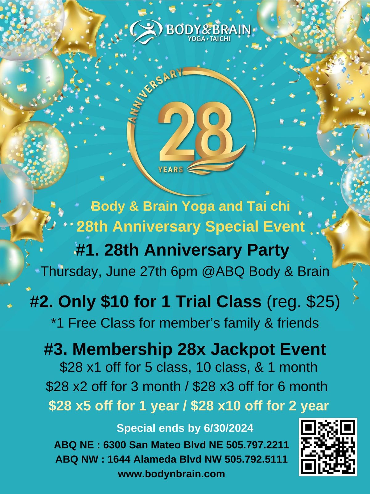28th Anni. Party, Special Offers & Coupons