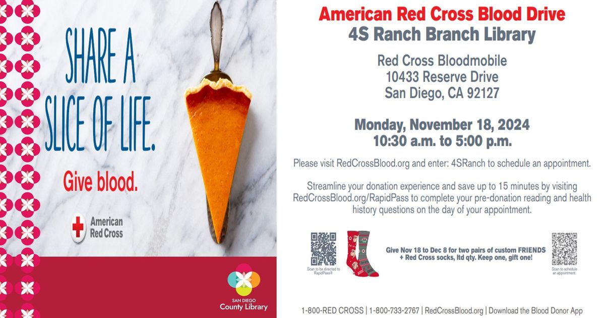 American Red Cross Blood Drive  - SHARE A SLICE OF LIFE