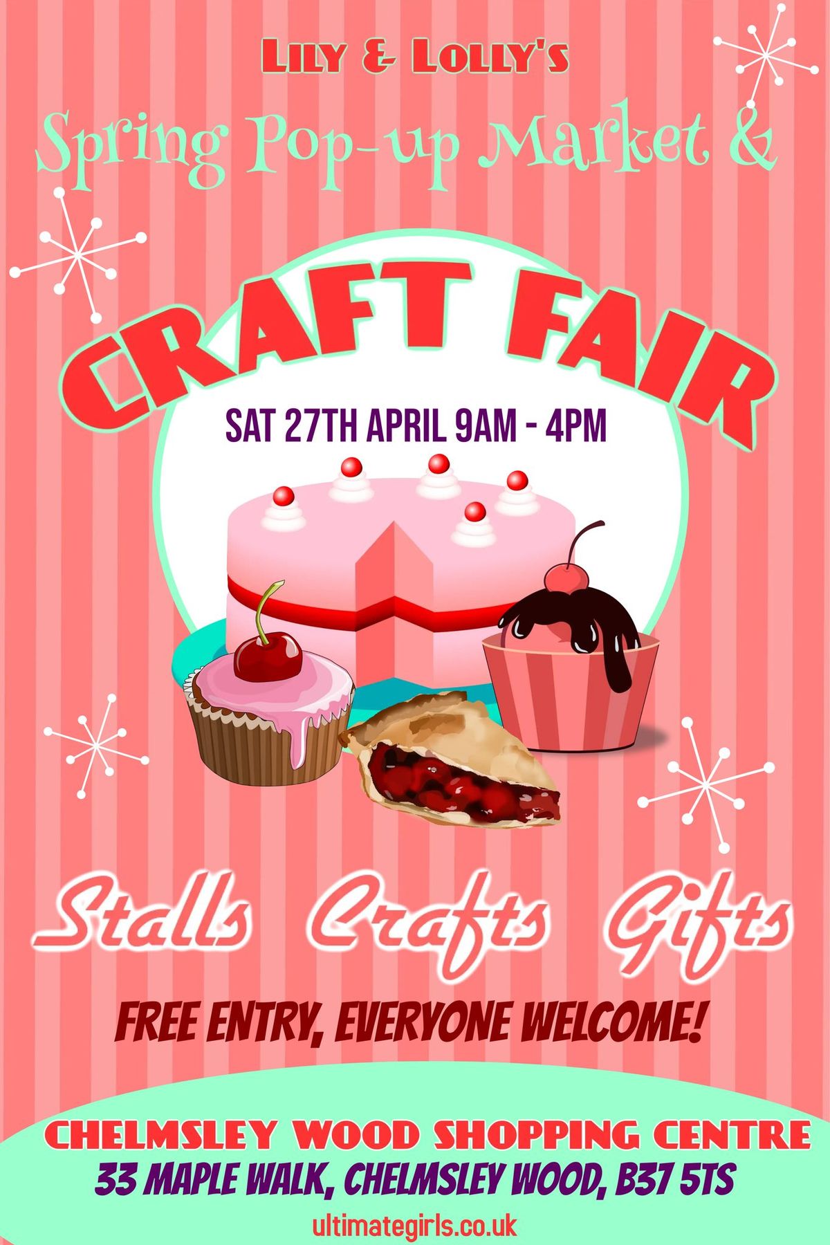 Lily & Lolly's Spring Craft, Gift & Vintage Market at Chelmsley Wood Shopping Centre, free entry!