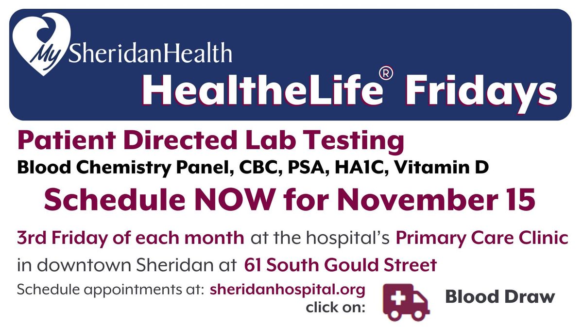 HealtheLife Friday Patient Directed Lab Testing Blood Draws