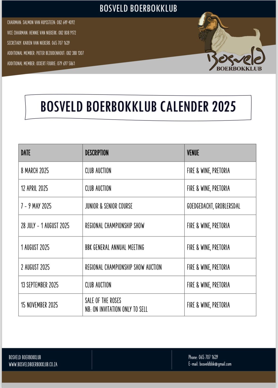 Bosveld Boerbok Klub Veiling-Auction. 