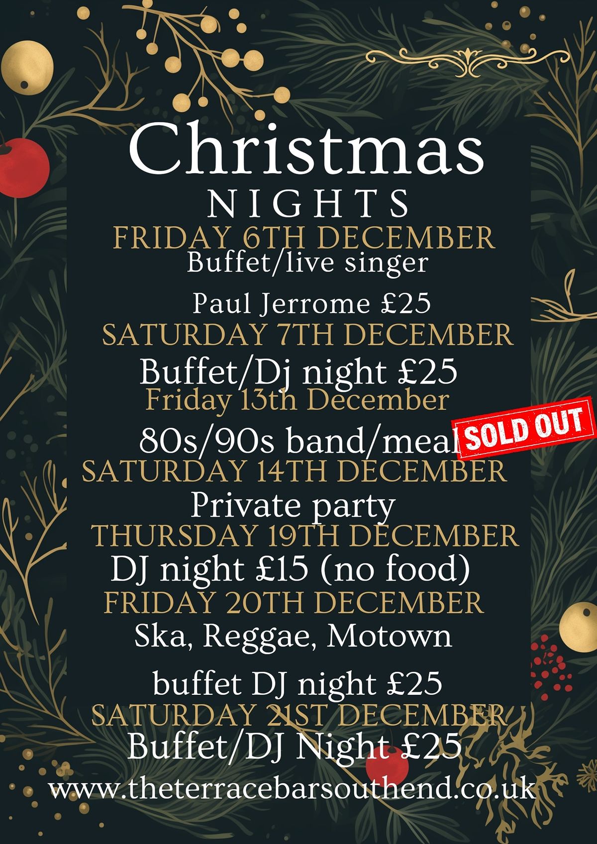 The Terrace Bar Christmas Party Nights