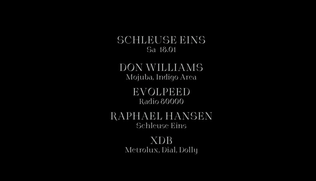 Schleuse Eins w\/ Don Williams, evolpeeD, Raphael Hansen & XDB